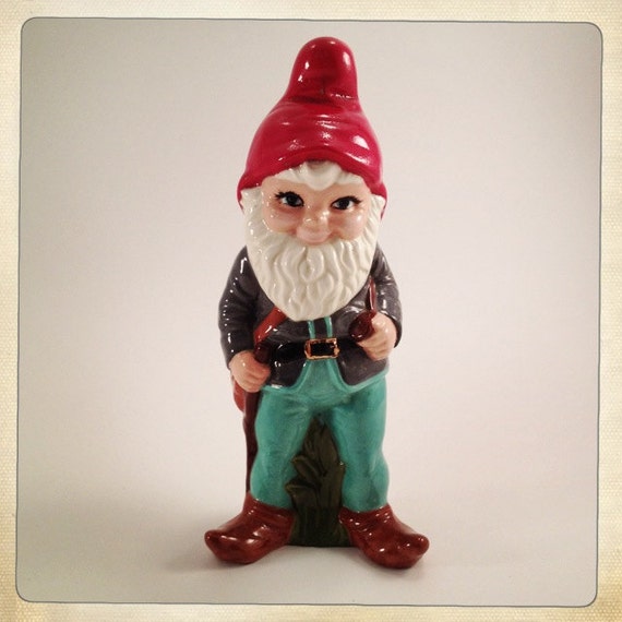 vintage garden gnome ceramic over a foot tall