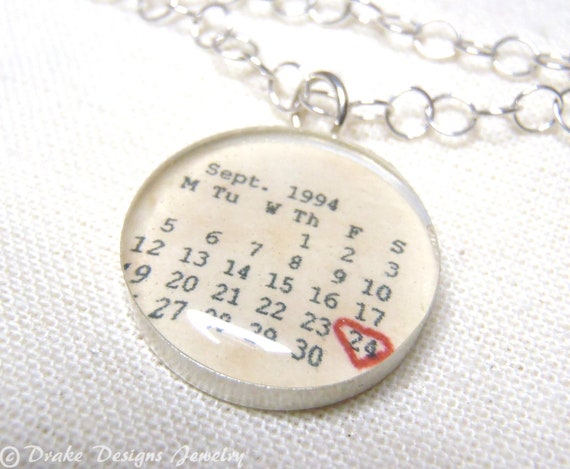 Calendar Necklace ...First Anniversary Paper Gifts, Wedding ...