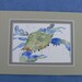Cute Snappy Blue Crab by Sally Tia Crisp Chesapeake Bay Art ORIGINAL Watercolor 5" x 7" matted