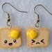 Cute Kawaii Toast Earrings, Emotions Faces with Melted Butter