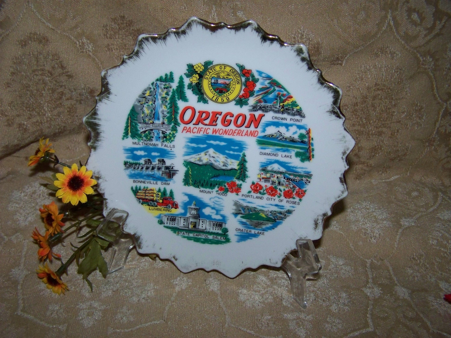 Oregon Souvenir Plate Oregon State Plate by