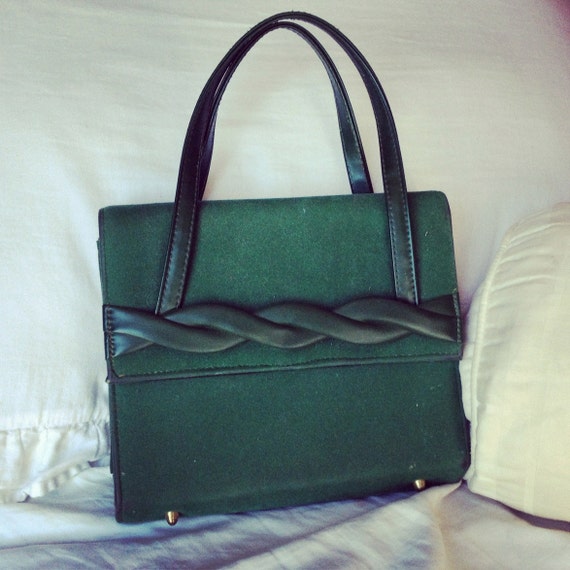 Vintage Green Suede Handbag by ShopClosedOct2015 on Etsy