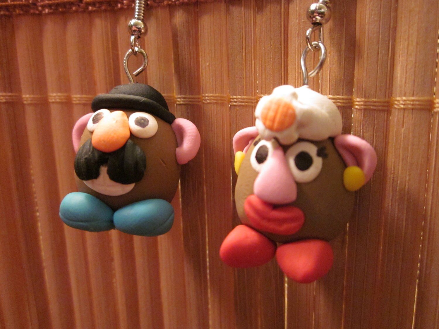 Handmade Polymer Clay Mr & Mrs Potato Head Hook Earrings