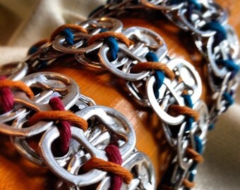 Soda Can Tab Bracelets - Pull Tab Bracelet - Tab Bracelet - Recycled - Upcycled - Woven - Hemp - Many Colors Available