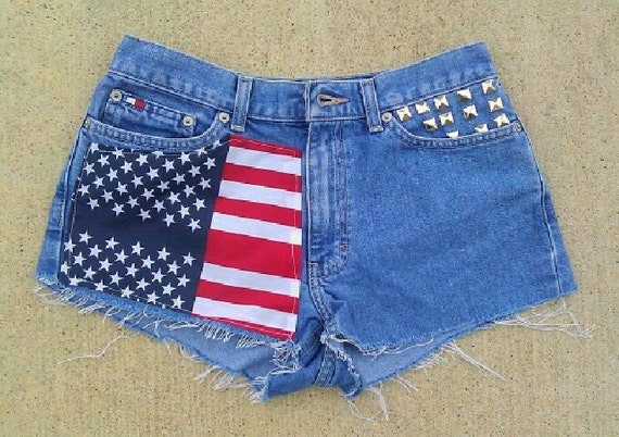 Items similar to High Waisted AMERICAN FLAG Shorts on Etsy