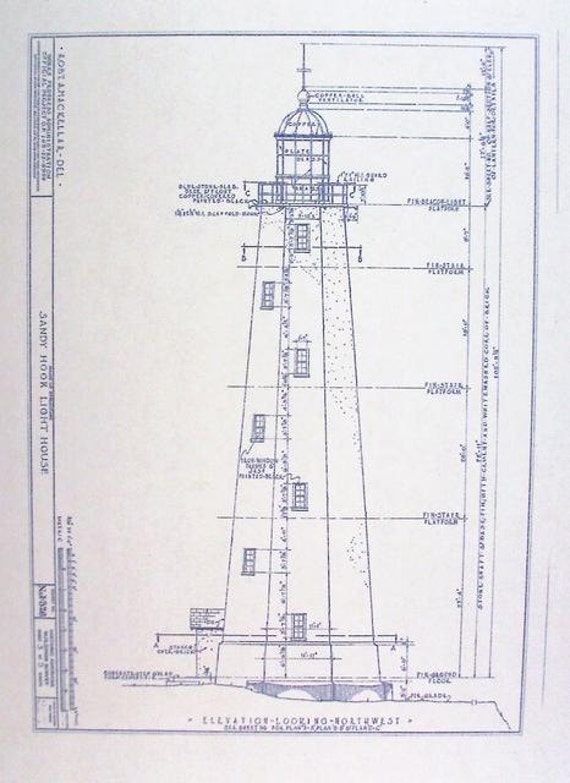 Sandy Hook Lighthouse Blueprint by BlueprintPlace on Etsy