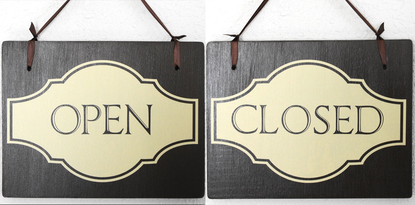 Business signage Open Closed Interior Sign Brown & Cream 2