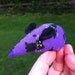 Catnip mouse, Cat toy, Pet toy: Purple Cat pattern fabric, Black Ears, Black Tail
