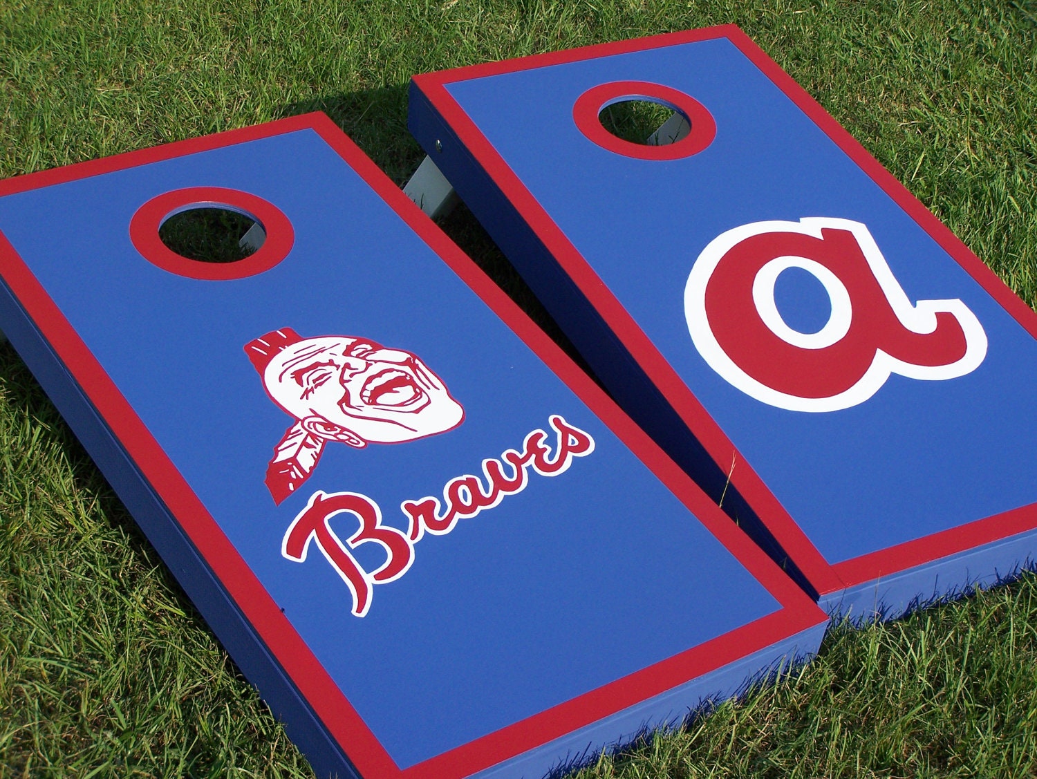 Hand-painted Atlanta Braves Cornhole Boards