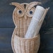 Vintage Owl wicker basket Handmade mailbox Woven post holder Owl wall hanging Retro Owl home decor