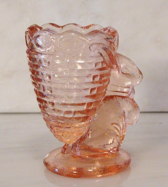 Reserved for Anna / Pink Depression Glass Bunny Egg Cup