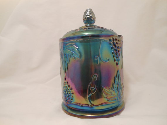 Vintage Carnival Glass Covered Candy Jar