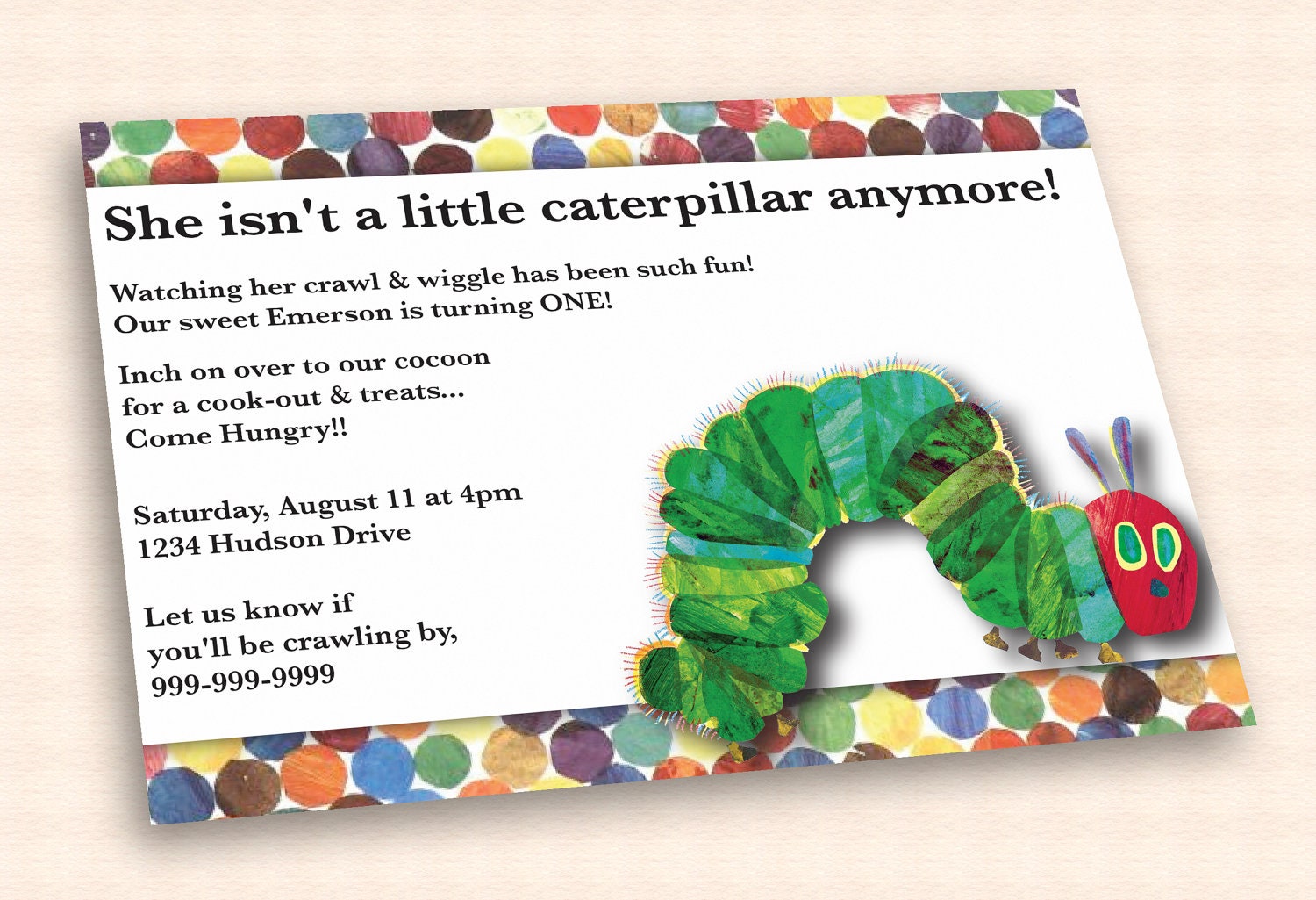 The Very Hungry Caterpillar Birthday Invitations 2