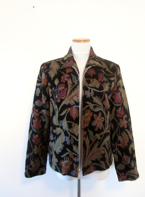 Vintage Womens Tapestry Jacket 80s Floral by MarjoriesMemories