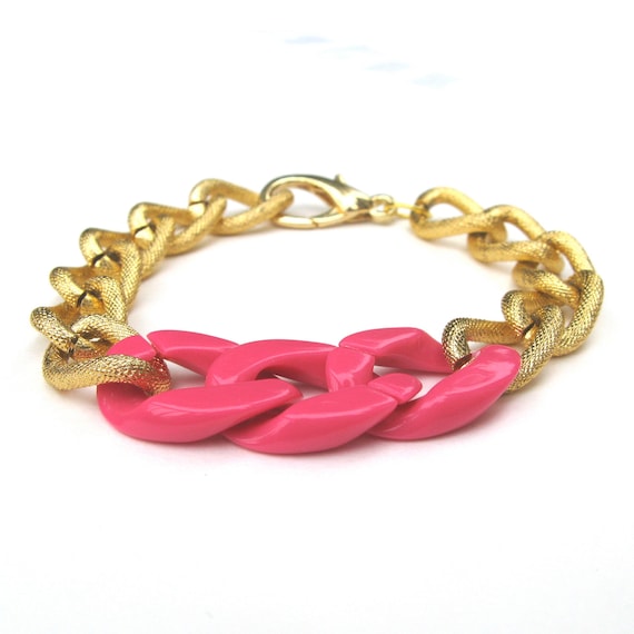 Items similar to Zoe Arm Candy Monogram - Hot Pink Plastic Link ...