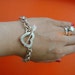 Vintage 1984 Tiffany & Co Italy Sterling Silver Heart and Arrow Round Clasping Link Toggle Bracelet Weight 30Grams