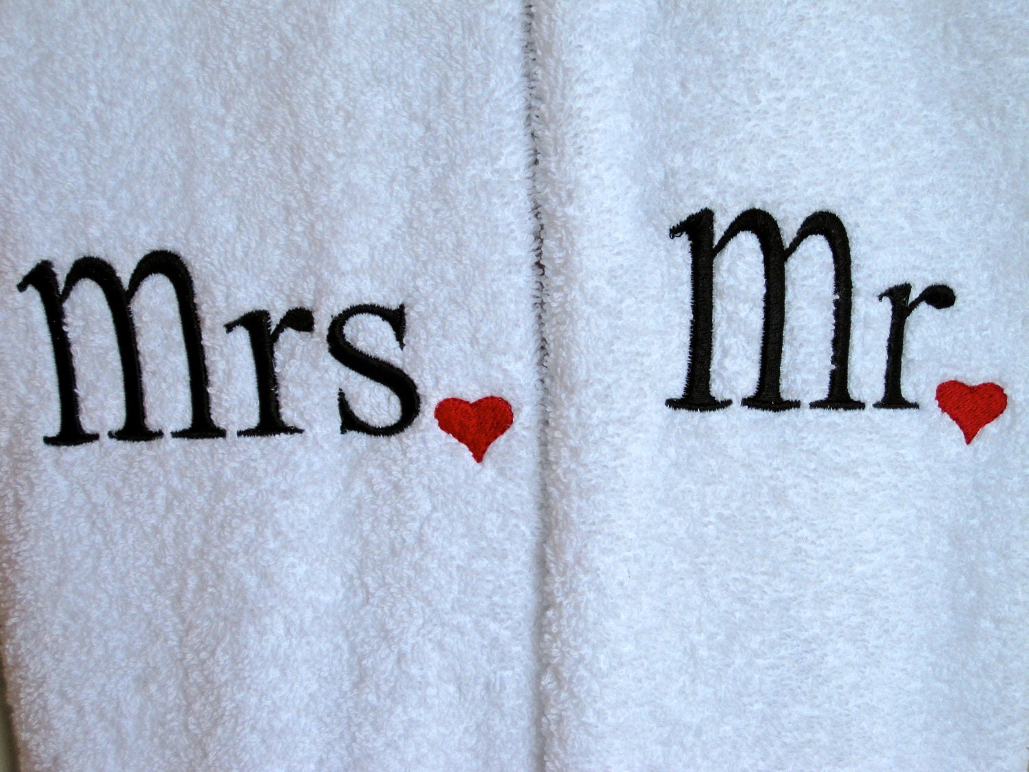 Mr and Mrs embroidered HAND TOWEL set for wedding or shower