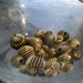 Destash, fluted antique gold tone metal beads, component, 30 metal beads