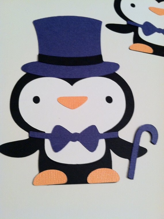 Top Hat Wearing Penguin Set of 5 5 Diecuts