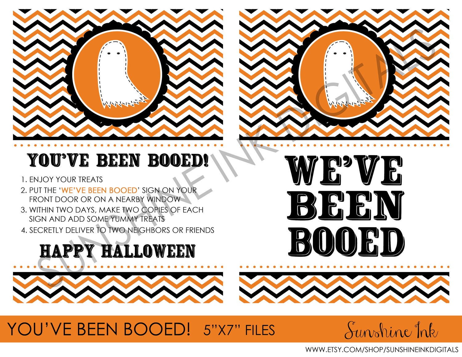 Download Halloween You've Been Booed Signs in Chevron Black and