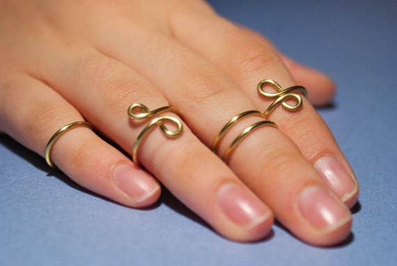 Upper Finger Ring-Above Knuckle Ring-Knuckle Ring-Adjustable knuckle -Set of 5 Wire Wrapped Above Knuckle Ring-knuckle ring set