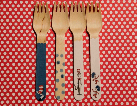 24 Wooden Forks or Spoons- Dr. Seuss Il_570xn