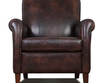 Genuine, High End, Leather Accent Chair - Club Chair - Cigar Chair