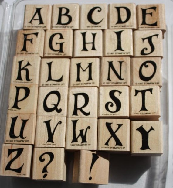 STAMPIN UP Alphabet Antique Upper Rubber Stamp Set Rare