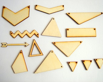 Laser Cut Geometric Pendants, Unfinished Wood Geometric Tile for Jewelry,Geometric Jewelry,Wood Pendants 4mm,