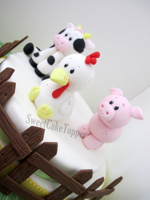 Reserved for Ms. Jennifer Farm Animal Fondant Cake Topper