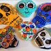 Lot of 6 Dia de los Muertos Day of the Dead Sugar Skull Magnets or Tree Ornaments - Hand Made