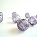 2 pcs Handblown Hollow Glass Beads - Round Clear with Dark Purple Stripes, 0.5 inches or 13mm, Blown Glass Beads