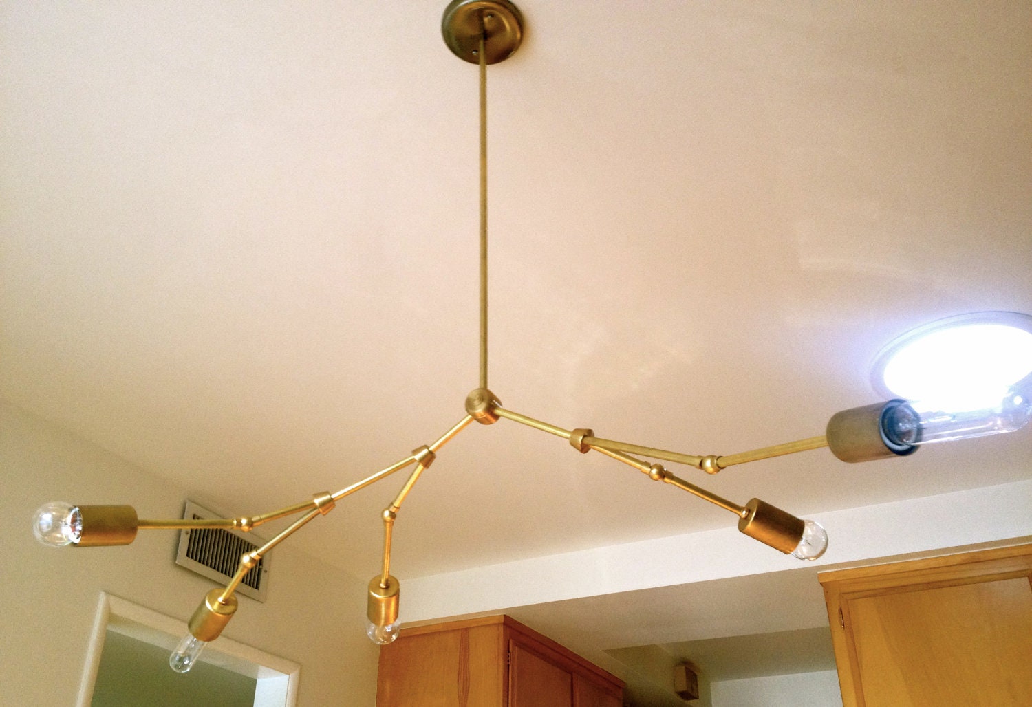 Modern brass Branch chandelier 5 Bulb