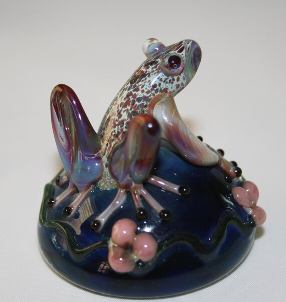 Colored Glass Frog Paperweight/Sculpture by ErnieKoberGlassArt