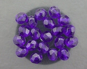 20 cobalt blue czech fire crystal faceted beads 6mm