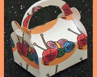 Knitting party favor box - knitting yarn birthday box- knitting guild favor box