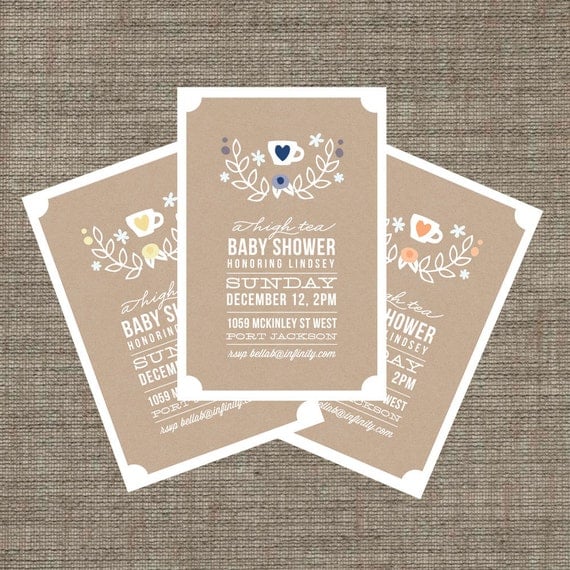 High Tea Baby Shower Invitation - Tea Party Invite for baby boy or ...