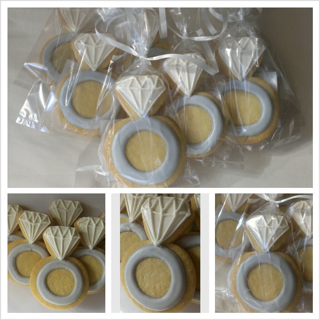 Diamond Ring Decorated Cookies Wedding cookies Ring Cookies