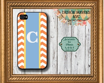 Preppy Orange Chevron iPhone Case, Personalized iPhone Case, iPhone 4, iPhone 4s, iPhone 5, iPhone 5s, iPhone 5c, iPhone 6, Phone Case