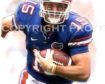 Rare Tim Tebow Broncos Art / Illus Print 12x18 LE 50