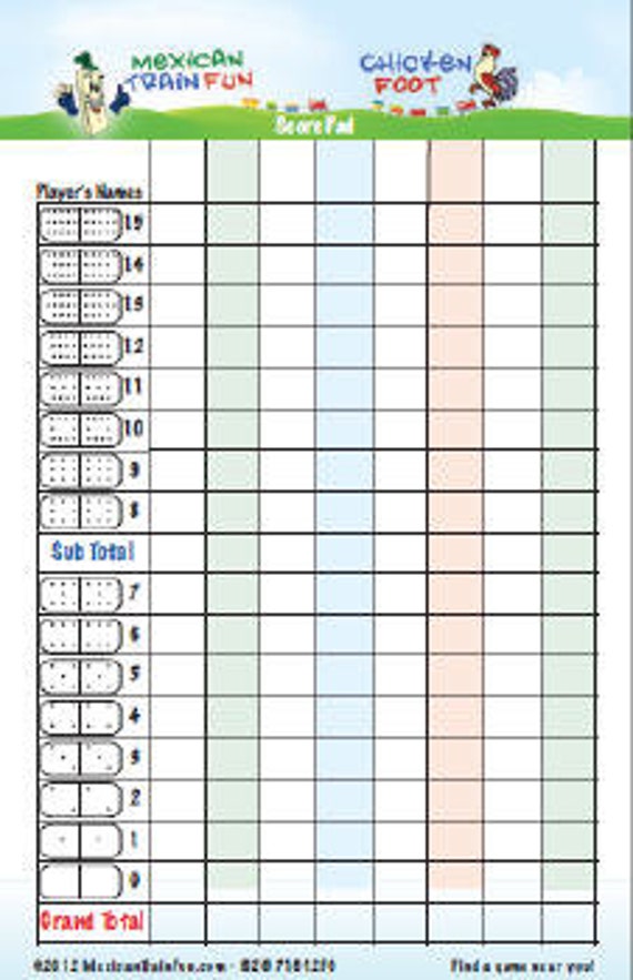 Items Similar To Four Color Double 15 Scorepad With Fun Domino