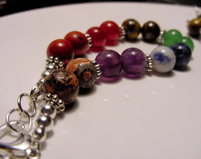 Chakra Bracelet, 7 Semi-Precious Stones, Chakra Balance, Meridans. Energy Vortex, Chakra Jewelry, Reiki Jewelry, Jewellery, FREE SHIPPING