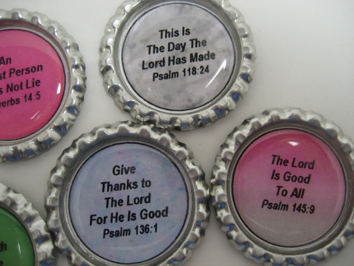 Custom Bible Verse Bottle Cap Set of 6