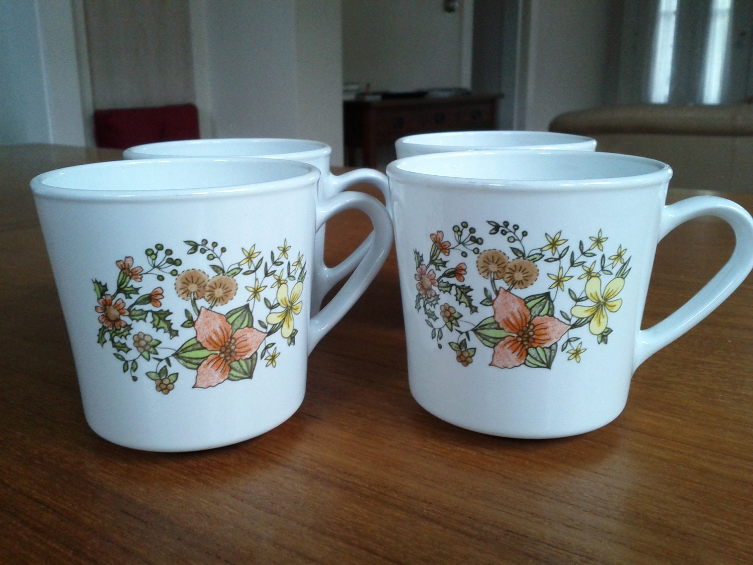Corelle Indian Summer Mugs Set of 4 Corning Ware