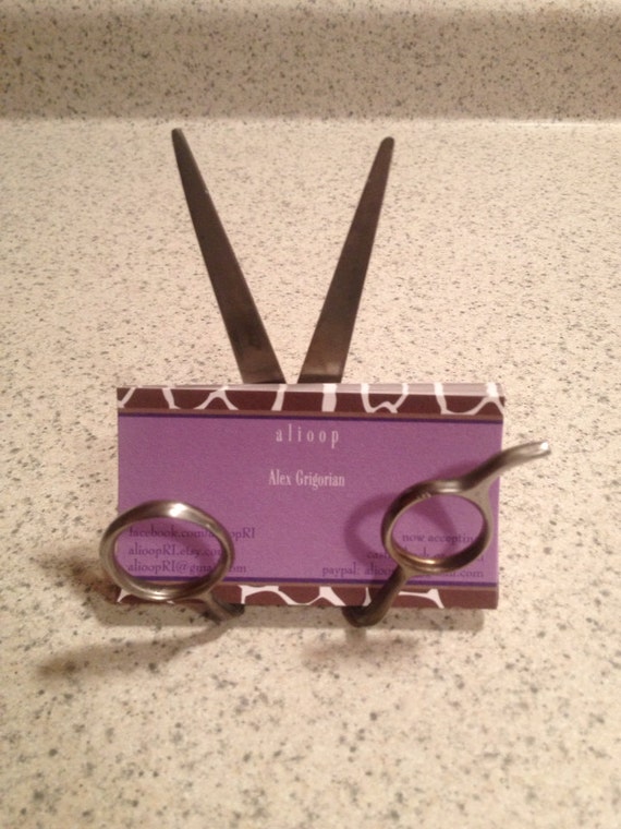 Custom Upcycled Scissor Business Card Holder by AffaDotDesigns