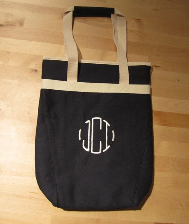 Monogram 2Bottle Wine Cooler Tote by LexiNJakey on Etsy
