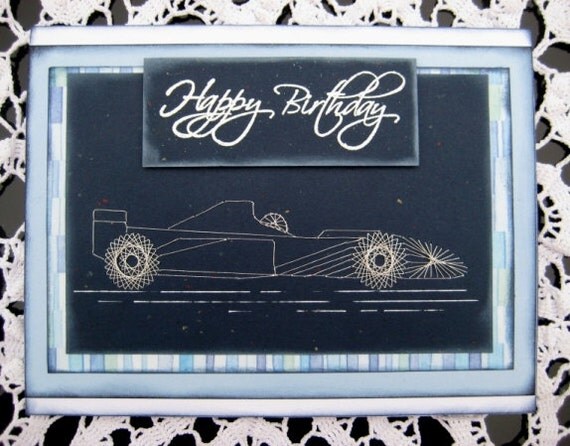 Items similar to Silver Formula One Happy Birthday greeting card on Etsy