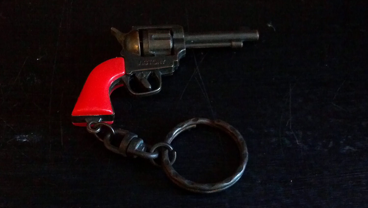 Victory Revolver Cap Gun Keychain Vintage 1960s