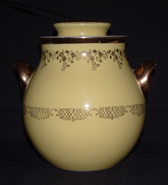 Vintage Hall Yellow and Gold Cookie Jar