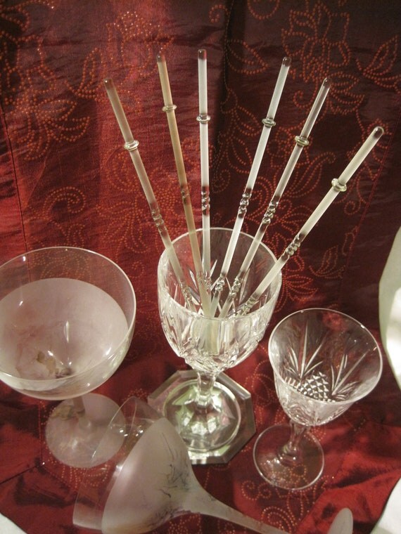 A Set of 6 Vintage Glass Cocktail Stirrers by summerhousevintage